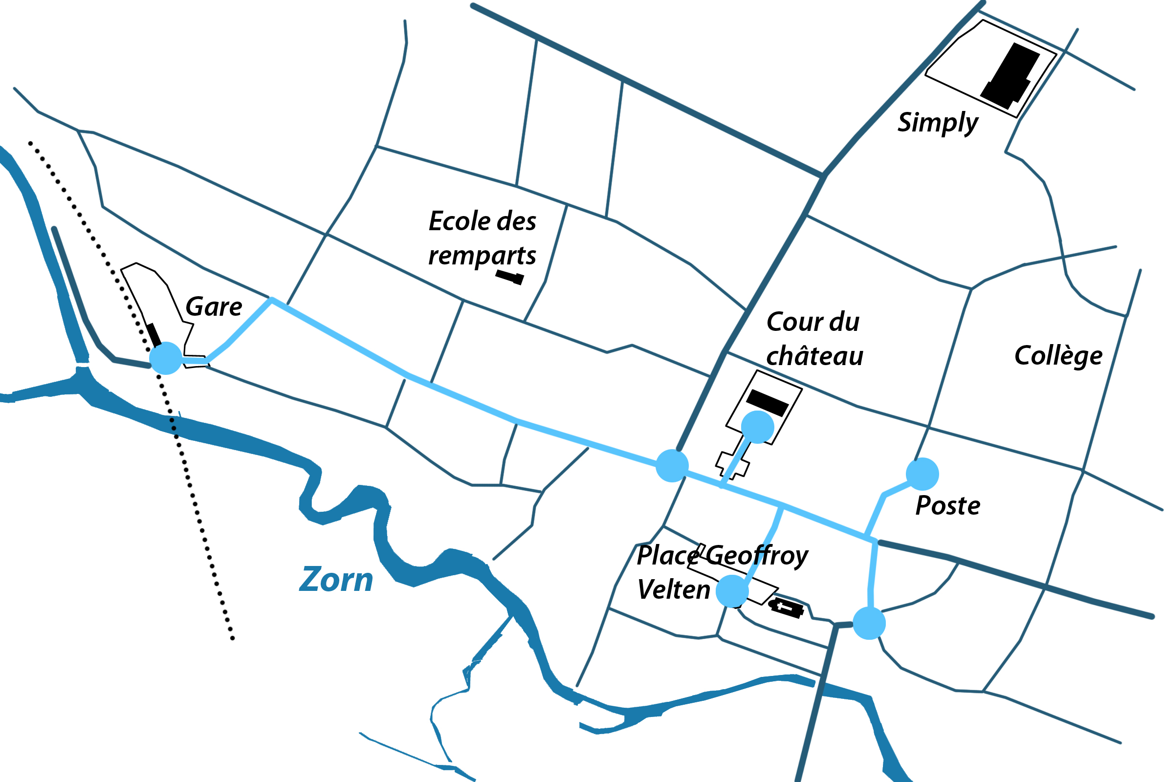 Carte de Brumath en noir et blanc