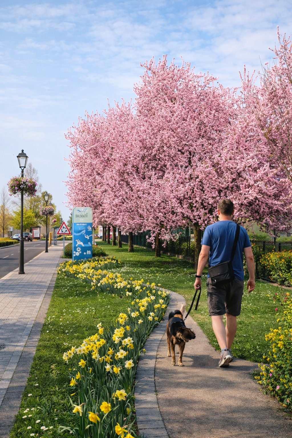 Arbre en fleurs sur une place de Brumath